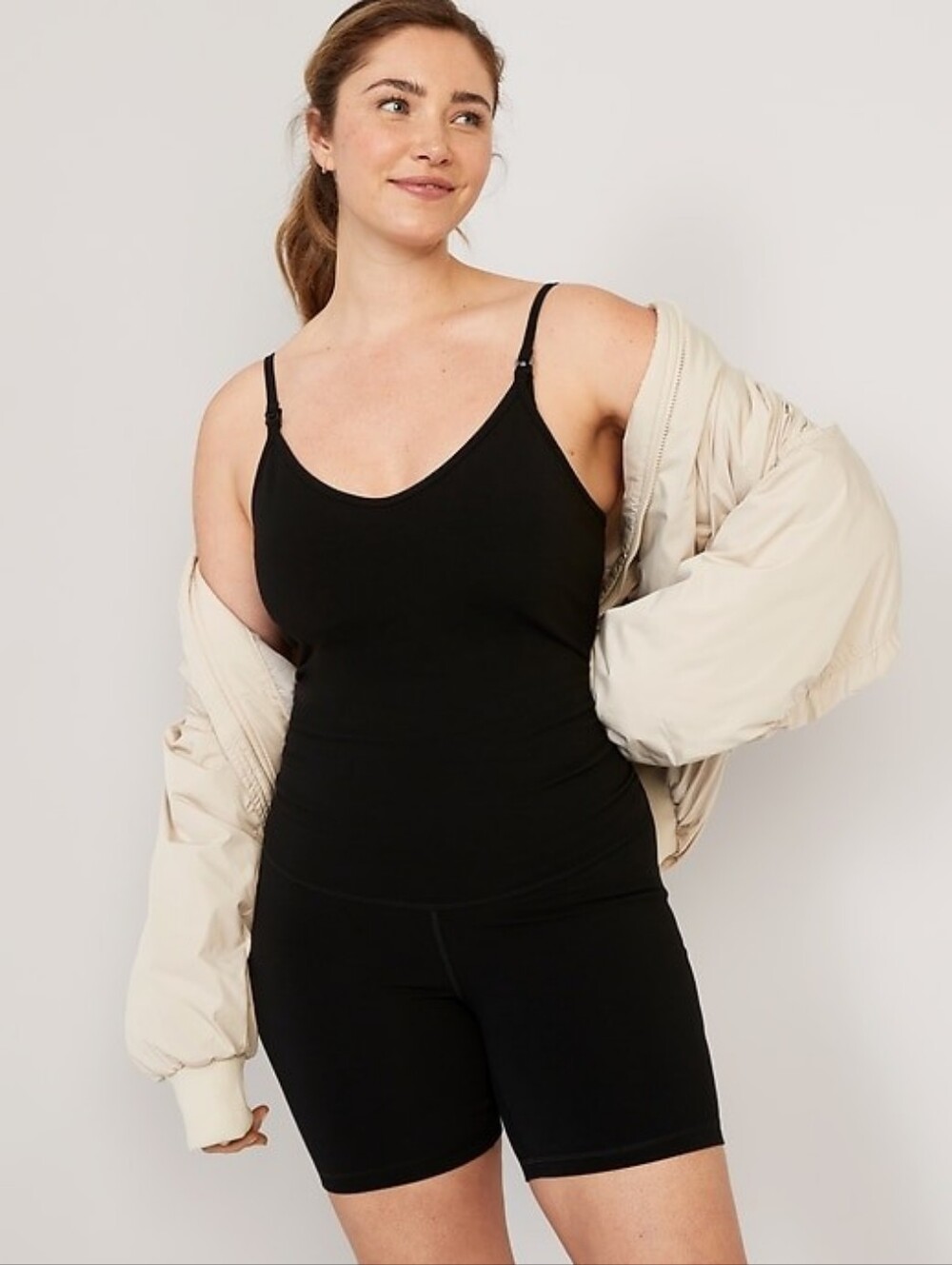 Maternity PowerChill Sleeveless Racerback Bodysuit -- 6-inch inseam